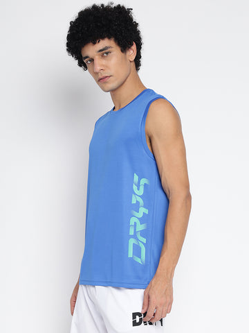 Men High Neck Tank Light Blue
