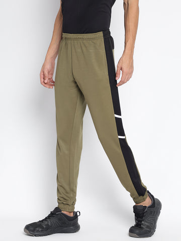 Men Olive Green-Black Jogger