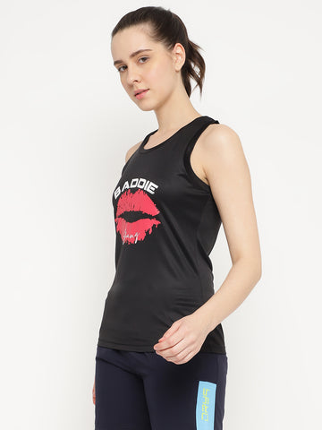 Women Tank Top Black-Red