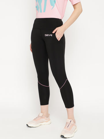 Women Legging Black With Pink Logo Print