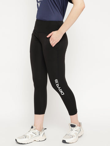 Women Legging Black With White Logo Print