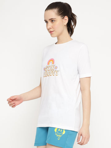 Women T-Shirt White Groovy