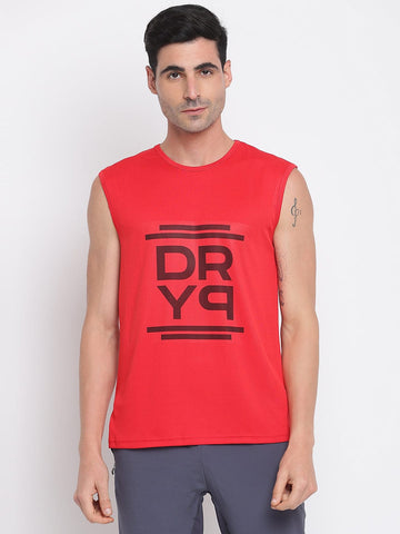 Men High Neck Tank Red - DRYP Evolut