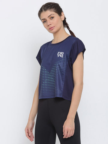 Women Box Top Navy Blue - DRYP Evolut