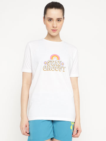 Women T-Shirt White Groovy