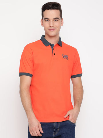 Men Orange Polo T Shirt