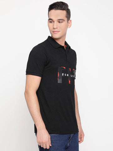 Men Black-2 Polo T-Shirt