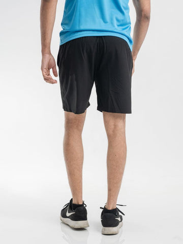 Men Black Regular Fit Logo Shorts