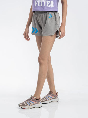 Women Grey Regular Fit Logo Shorts - DRYP Evolut